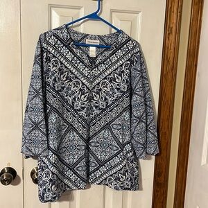 Alfred Dunner cotton 2XL geometric blues